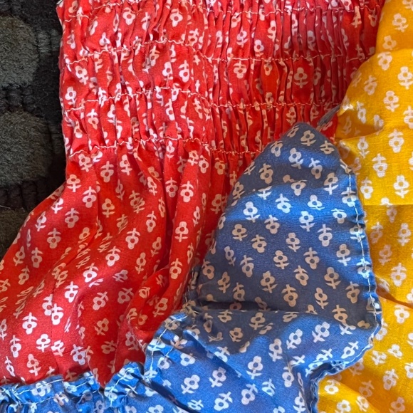 1970s Girl's Fabulous Colorful Cotton Tiered Summer Skirt with - Picture 3 of 6